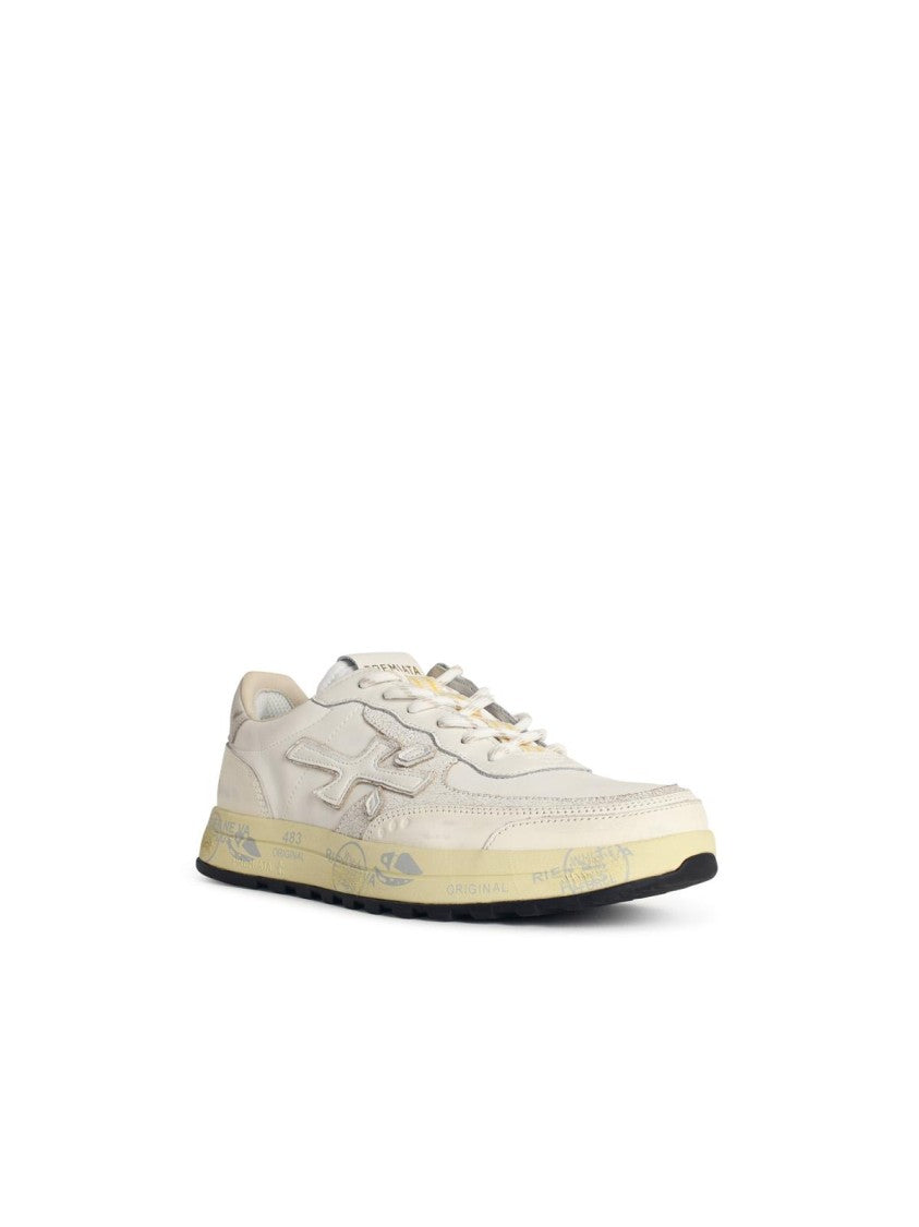 Premiata 'Nous 7738' White Leather Blend Sneakers
