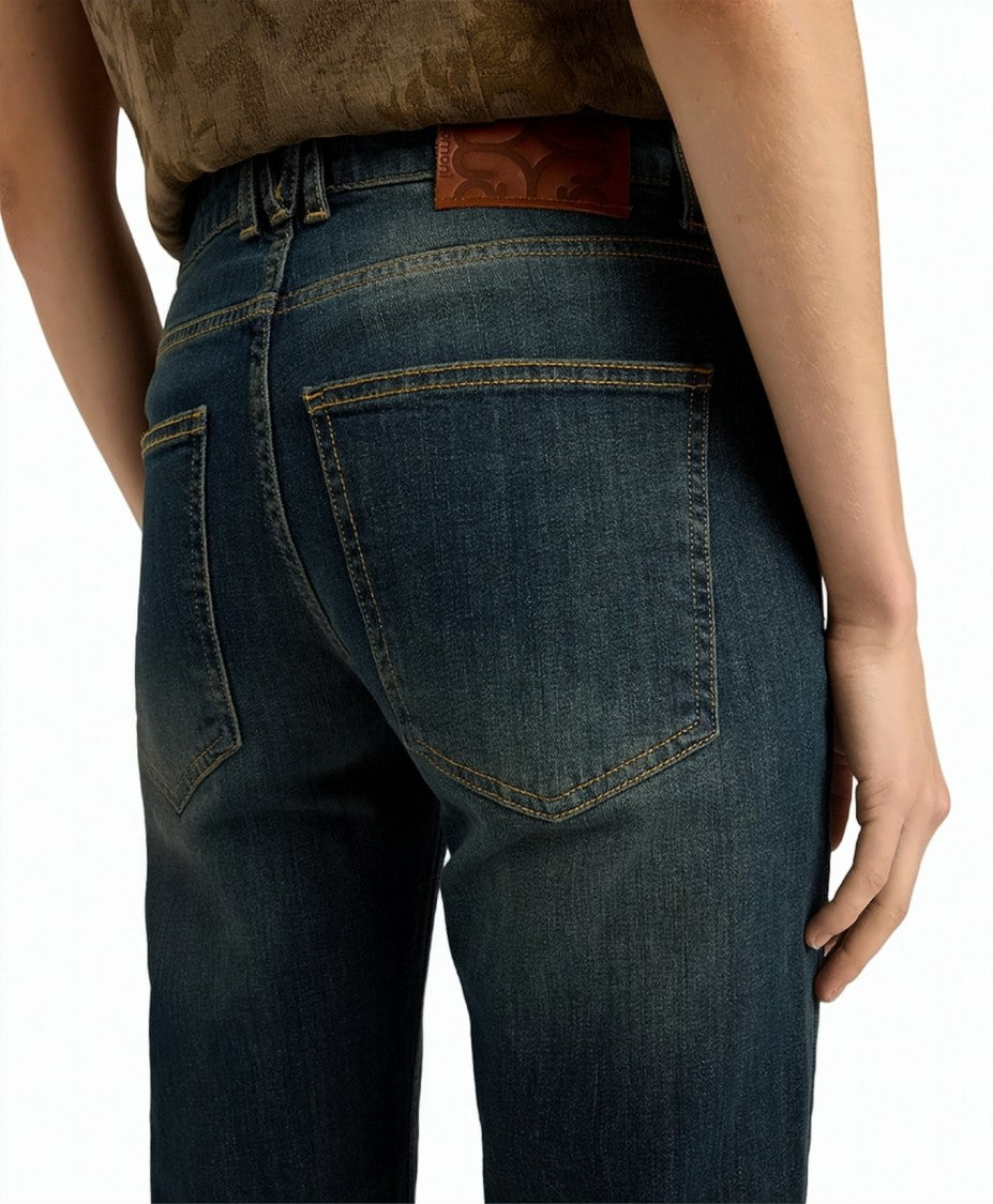 Momonì Camden Stonewashed Low-Waist Denim Bootcut Jeans