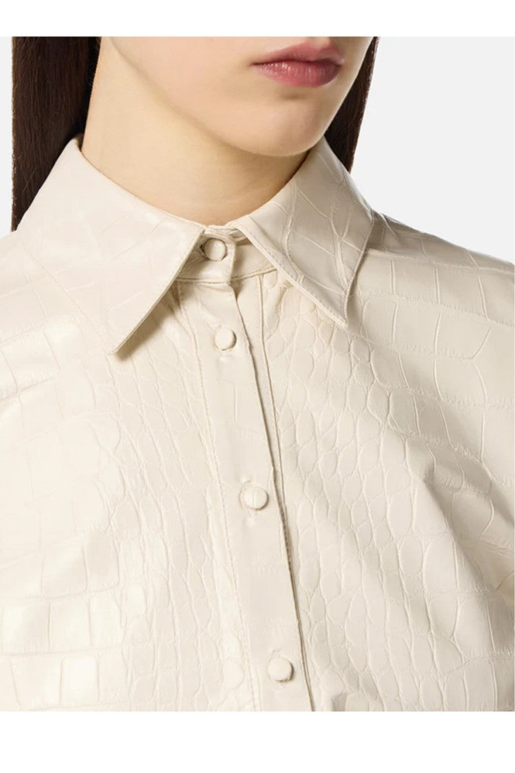 Elisabetta Franchi Milk Embossed Coconut-Print Leather-Effect Polyurethane Shirt