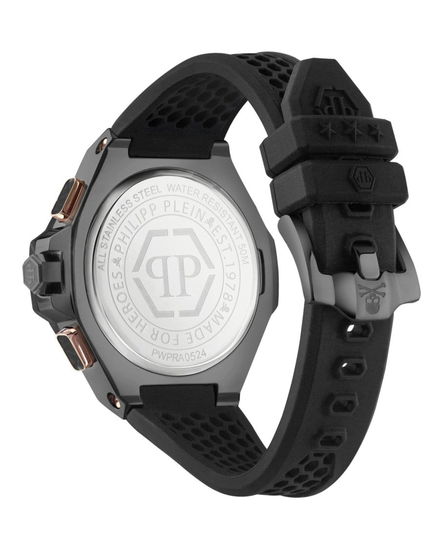 Philipp Plein Chronograph Quartz Movement Watch With Black Guilloche Dial