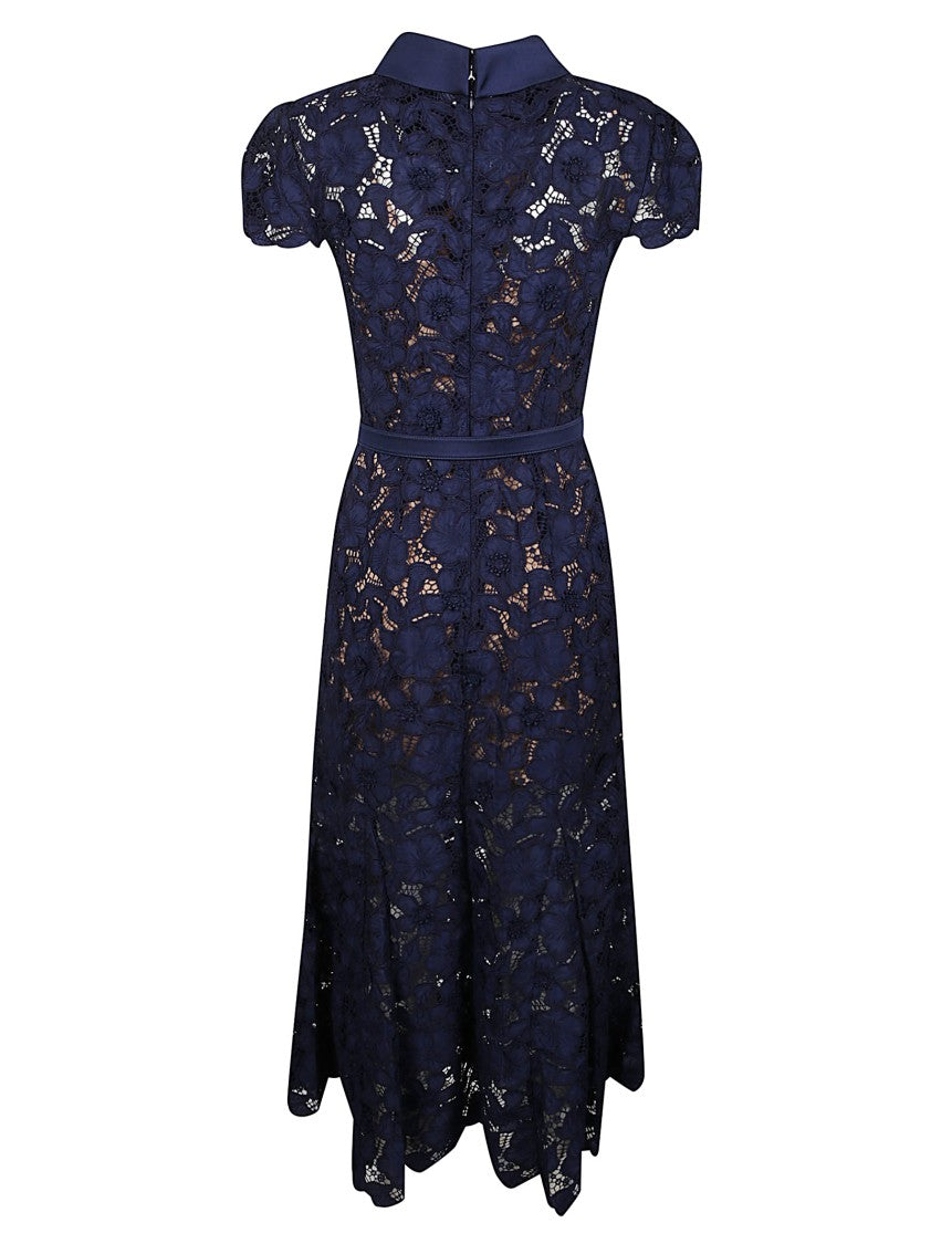 Self-Portrait Guipure Lace Scalloped Midi Dress