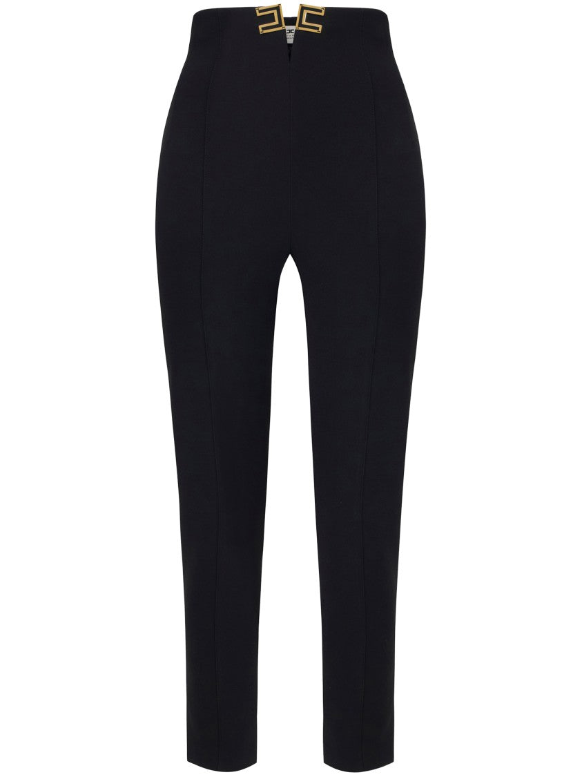 Elisabetta Franchi High-Waisted Tailored Trousers With Gold-Tone Clasp