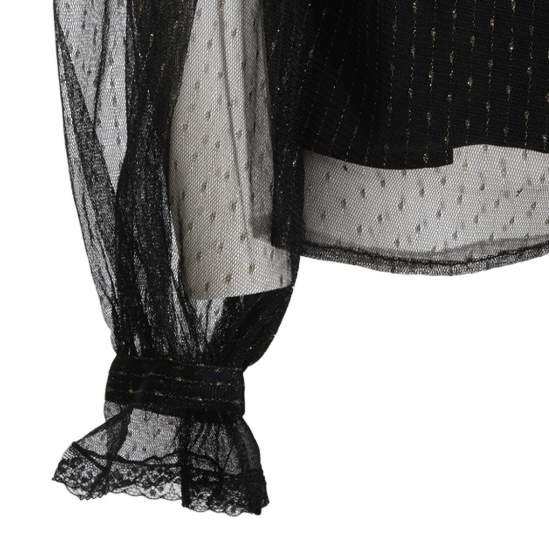 Twin-Set Black Sheer Lace Trim Blouse