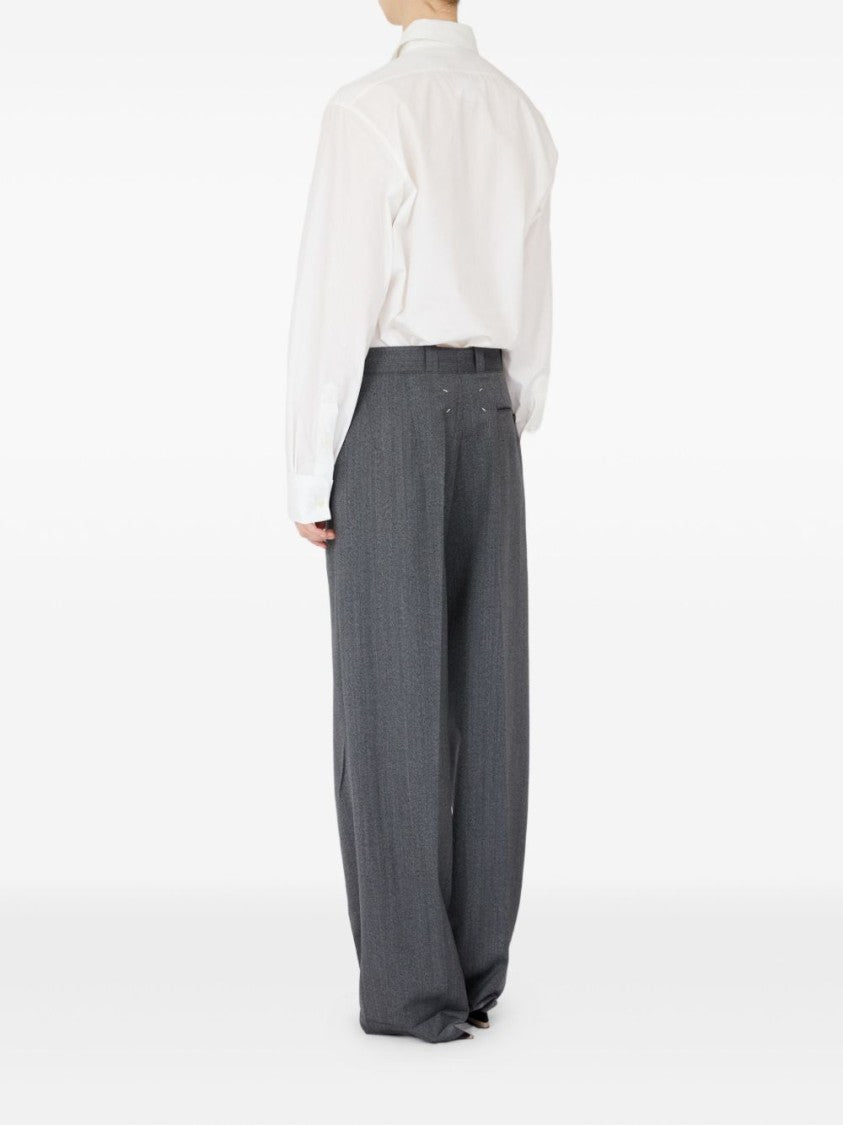 Maison Margiela Tailored Wide-Leg Gray Trousers With High Waist
