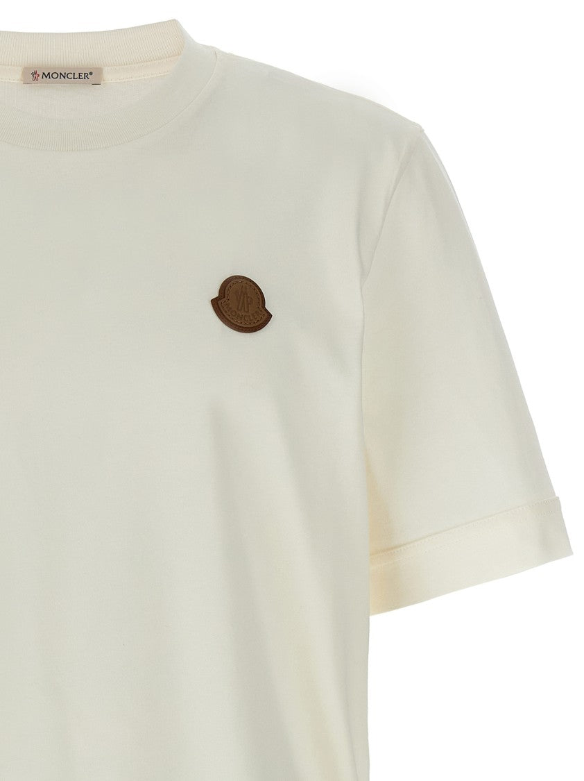Moncler Crewneck T-Shirt With Leather Logo Patch