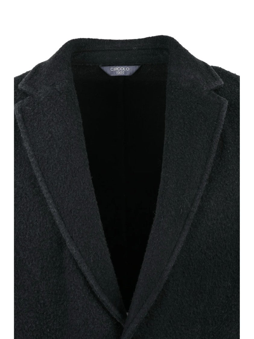 Circolo 1901 Rounded Design Black Blazer With Button Closure And Minimalistic Aesthetic