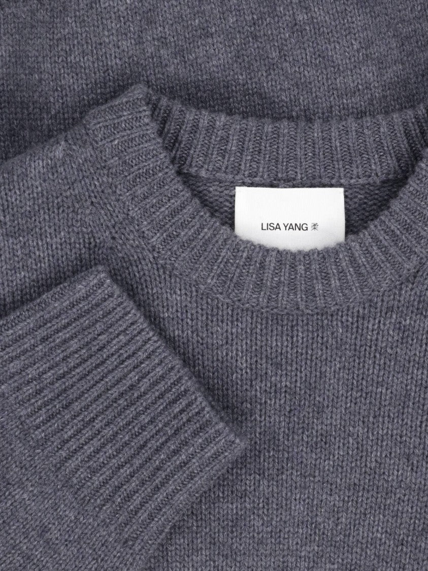 Lisa Yang Relaxed Fit Cropped Crew Neck Knit Sweater
