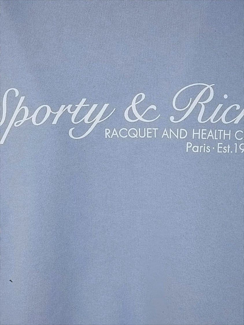 Sporty And Rich Relaxed-Fit Cropped Hoodie In Soft Blue Fabric