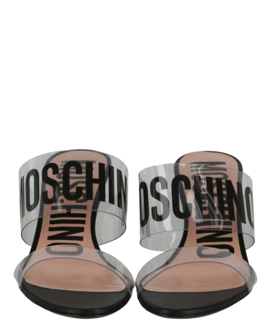 Moschino Logo Transparent Heel Sandals