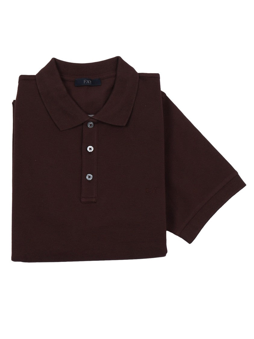 Fay Stretch Piquet Tonal Embroidery Polo Shirt