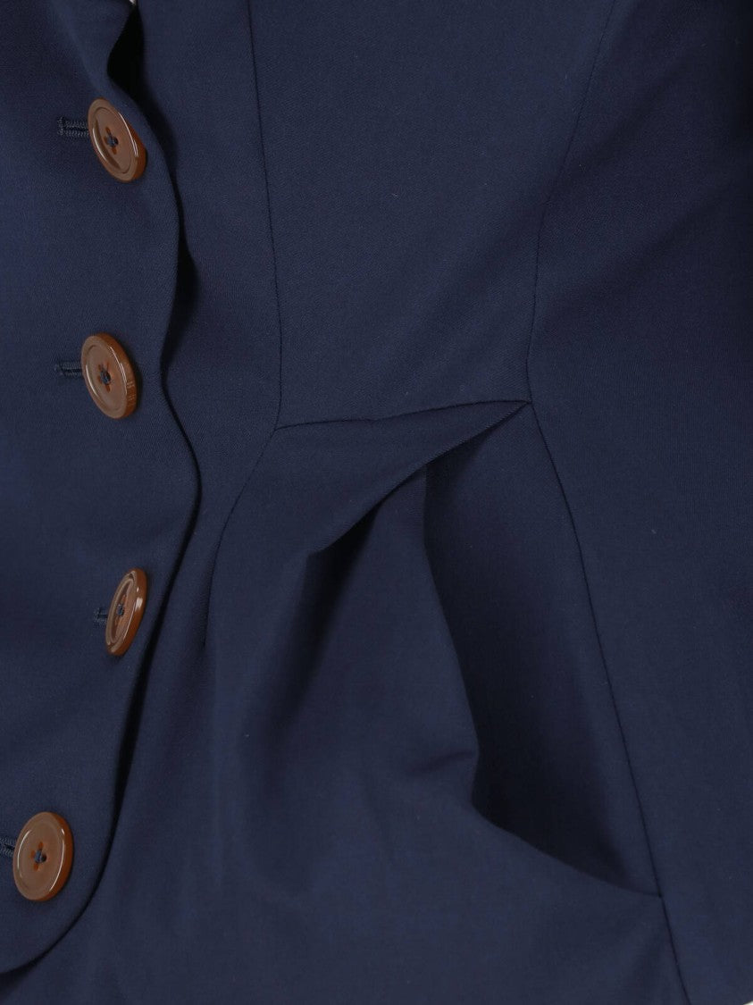 Vivienne Westwood Navy Drunken Tailored Virgin Wool Suit Jacket