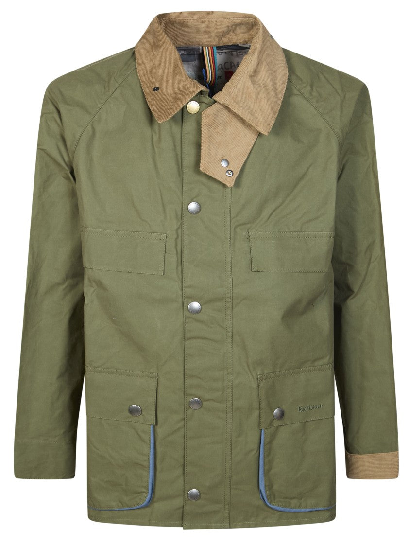 Barbour X Paul Smith Sgr Bedale Olive Green Corduroy-Trim Cotton Jacket