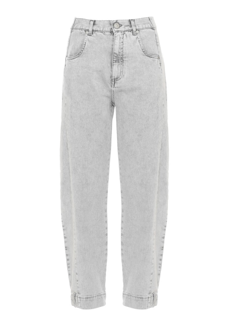Panicale Grey Cotton Straight-Leg Jeans