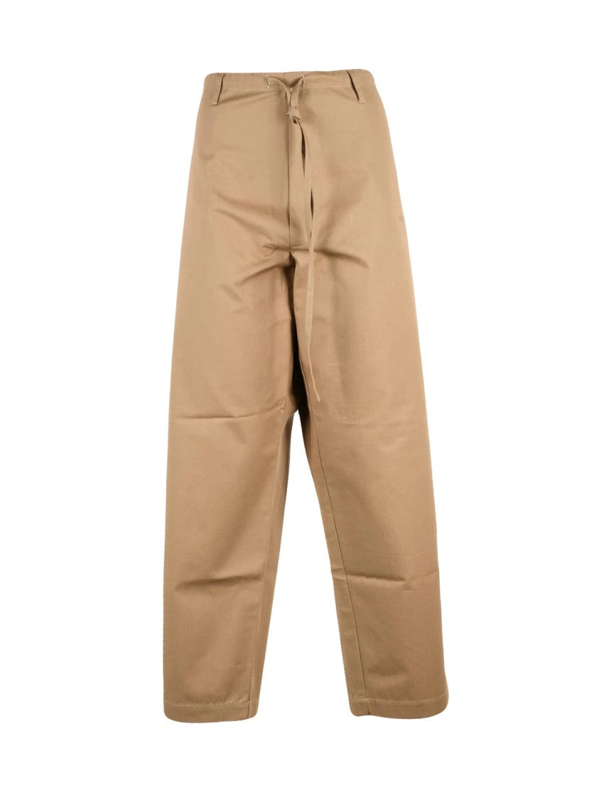 Mo5ch1no Jeans Beige Wide-Leg Baggy Pants With Adjustable Drawstring
