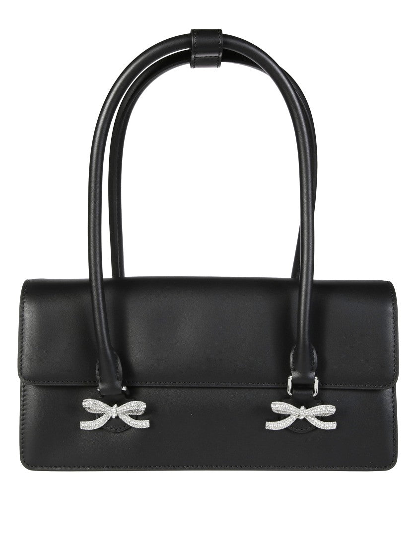 Self-Portrait Rectangular Handbag With Silver Bow Embellishments