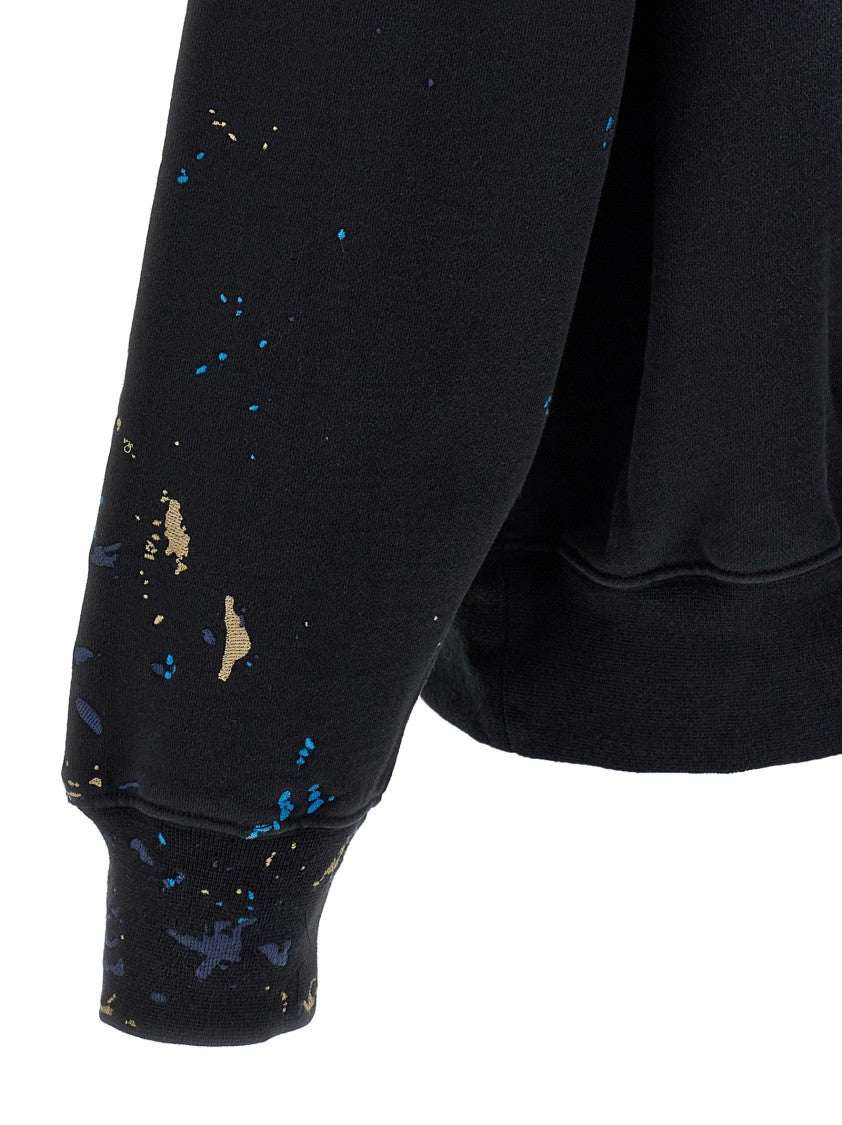 Purple Fleece Cotton Hoodie With Craqué Logo And Front Embroidery