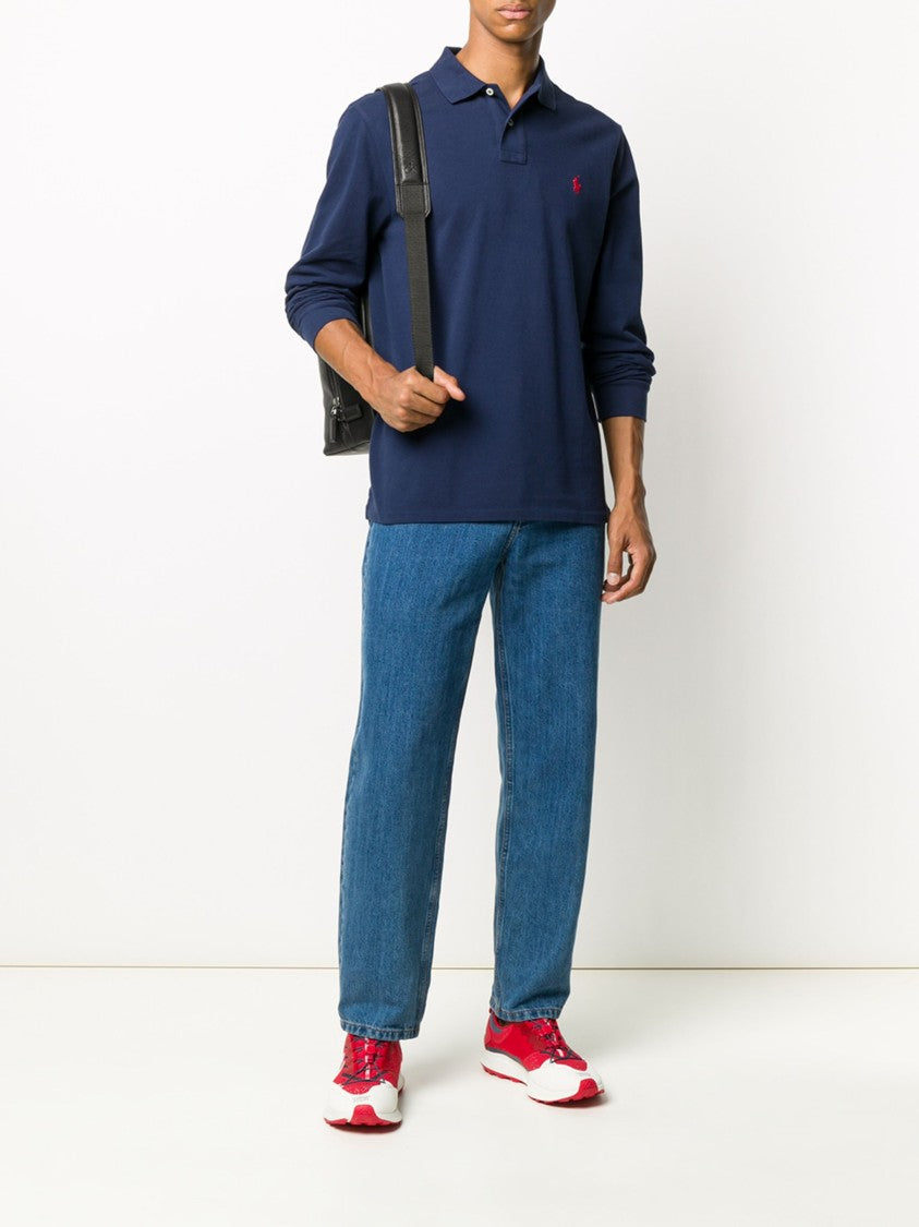 Polo Ralph Lauren Blue Cotton Long-Sleeve Polo Shirt