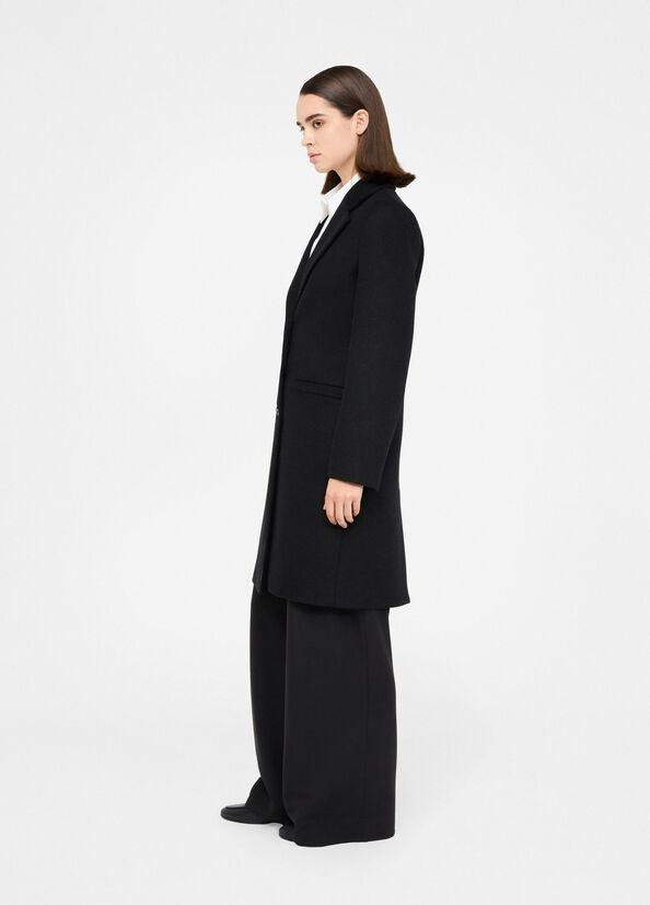Liu Jo Tailored Black Wool Coat With Notch Lapel