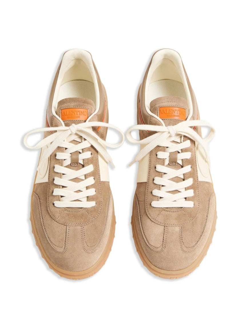 Valentino Beige Upvillage Suede Low-Top Sneakers