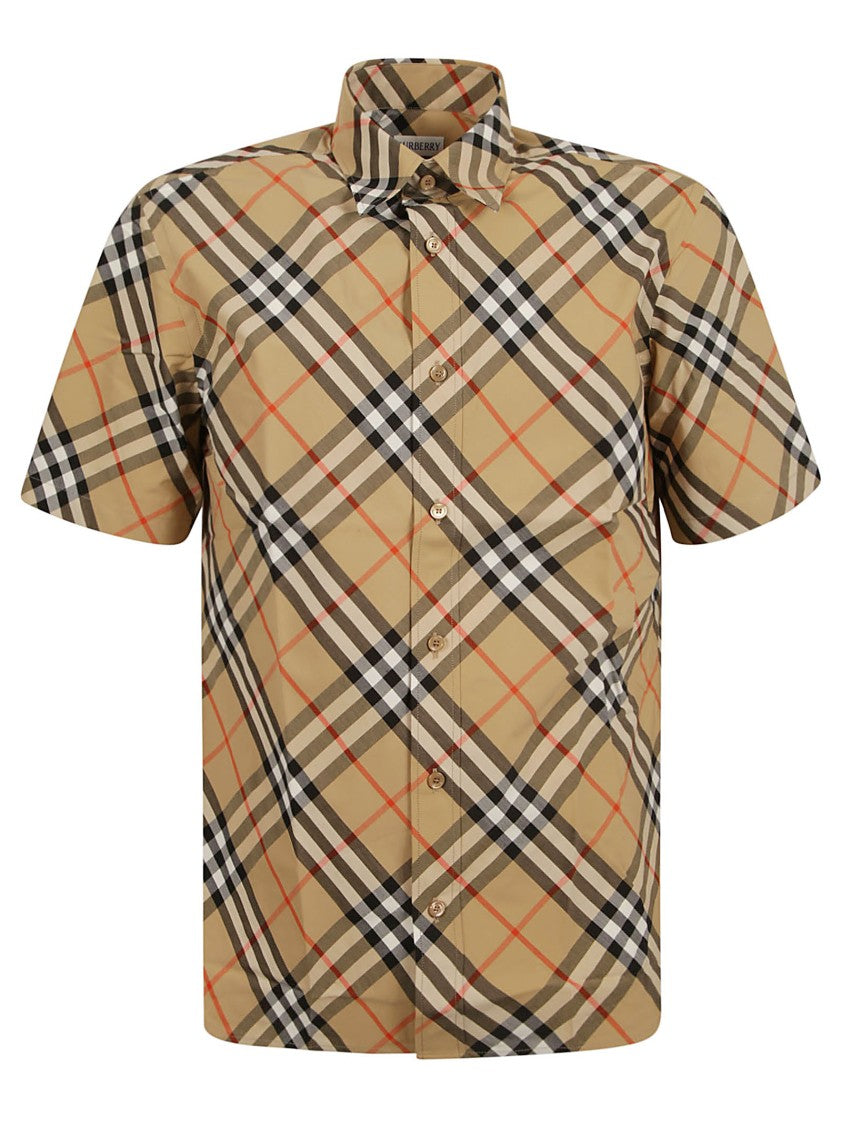 Burberry Short-Sleeved Check Shirt With Button-Down Front