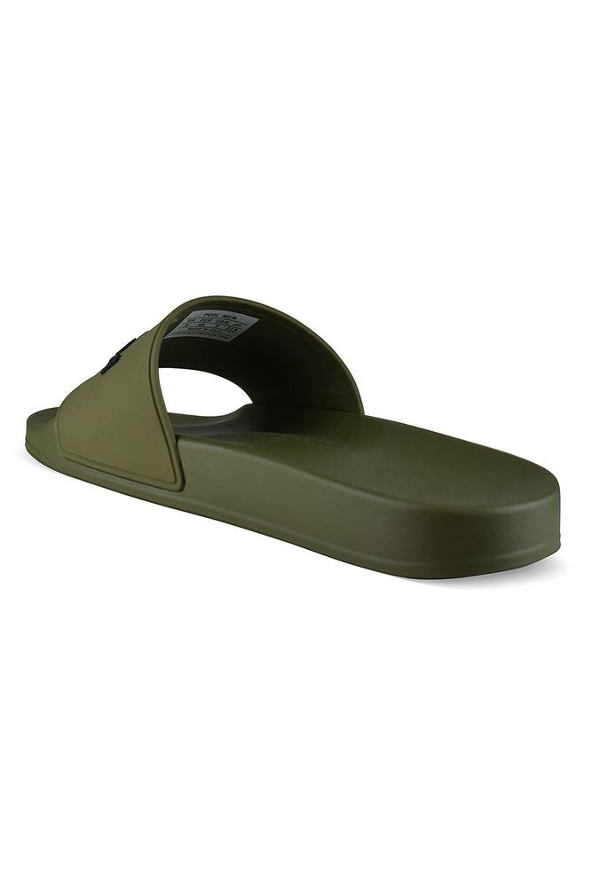 Balenciaga Khaki Green Rubber Pool Slippers