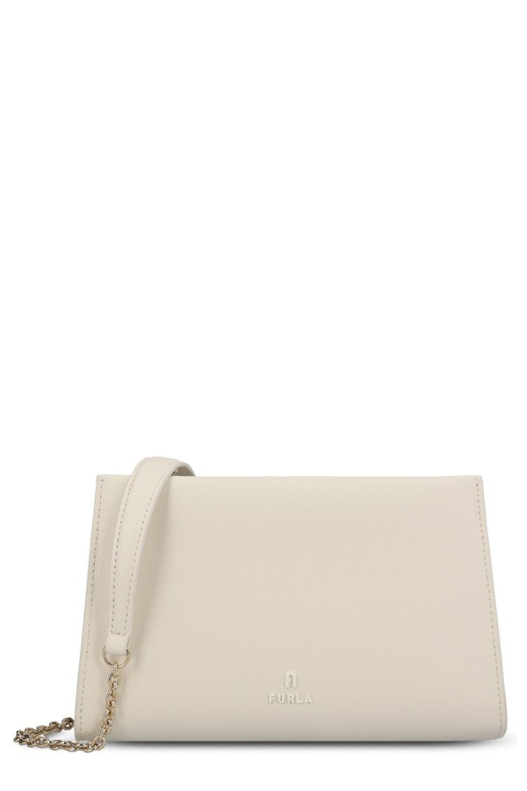 Furla Cream Minimalist Bag With Gold Chain Strap