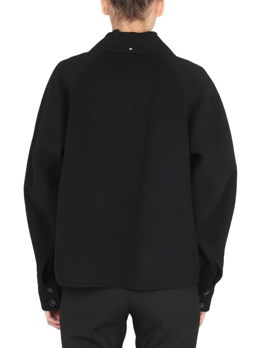 Max Mara Boxy Black Short Coat With Notched Lapels