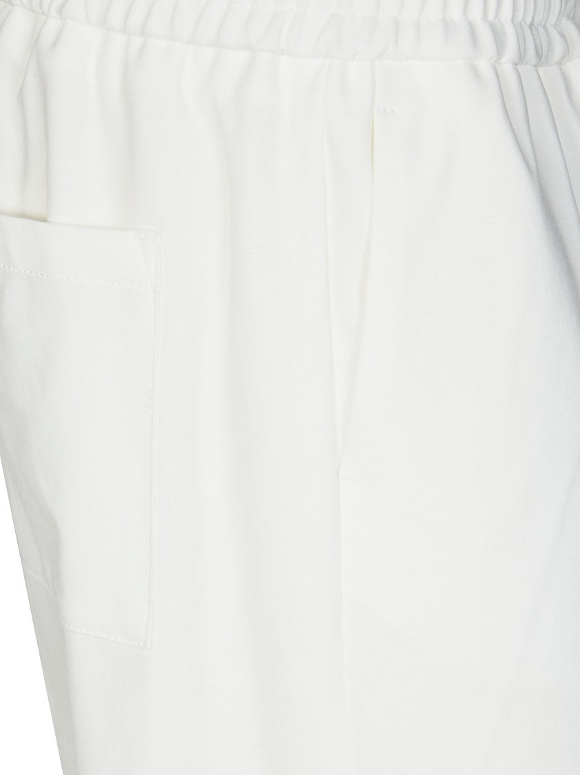 Berwich White Elastic Waist Wide-Leg Trousers