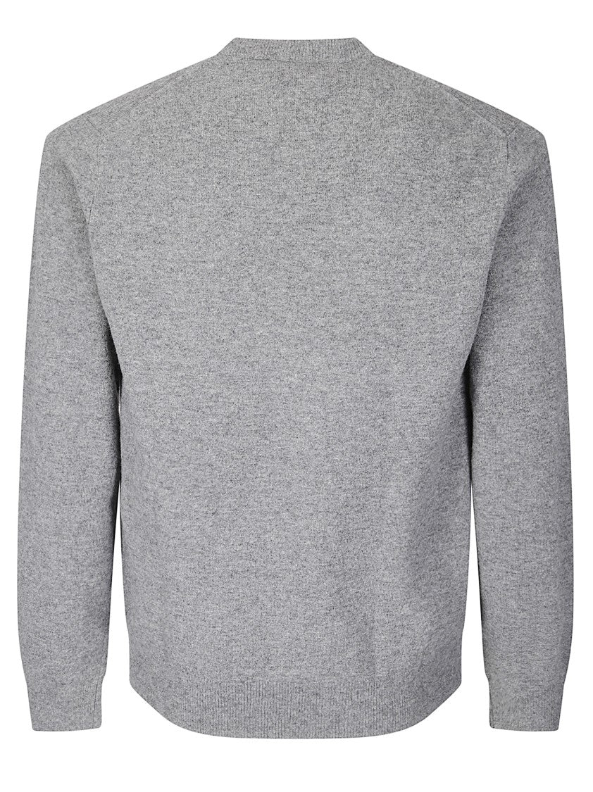 Comme Des Garçons V-Neck Knit Sweater With Ribbed Details