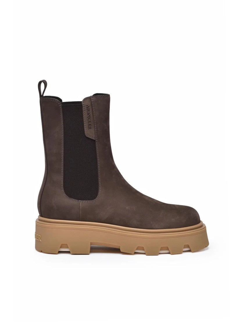 Moncler Turquoise Leather-Blend Chelsea Boots