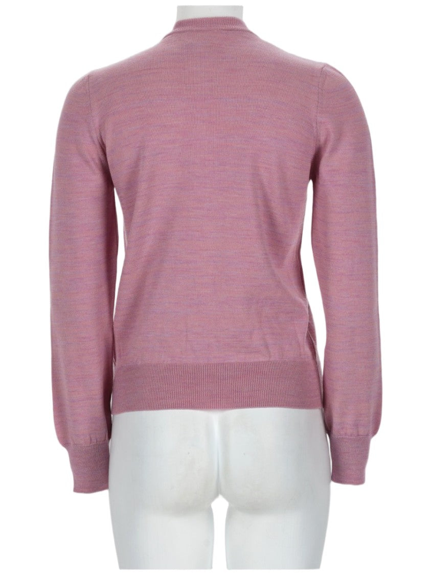 A.P.C. Fitted Pink Cardigan With Puff Sleeves And Ribbed Details