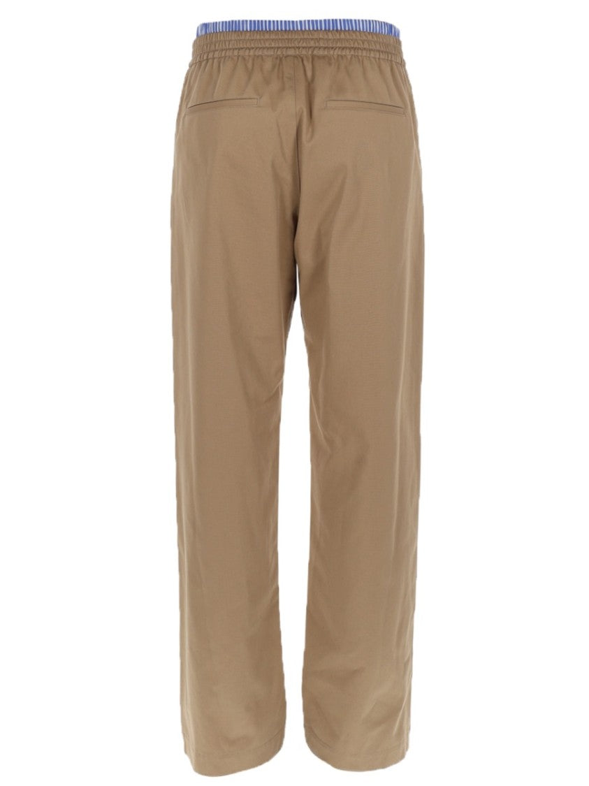 Msgm Double Elastic Cotton Straight-Leg Pants