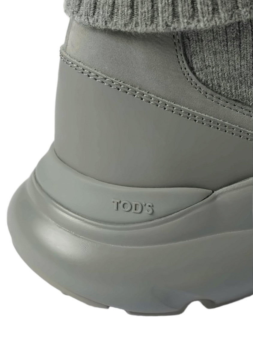Tod's Nubuck And Fabric Ankle-High Sneakers
