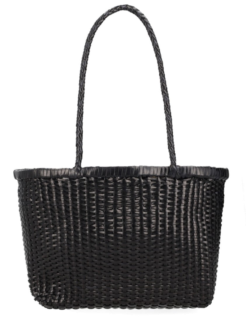 Dragon Diffusion Black Woven Leather Braided Handbag