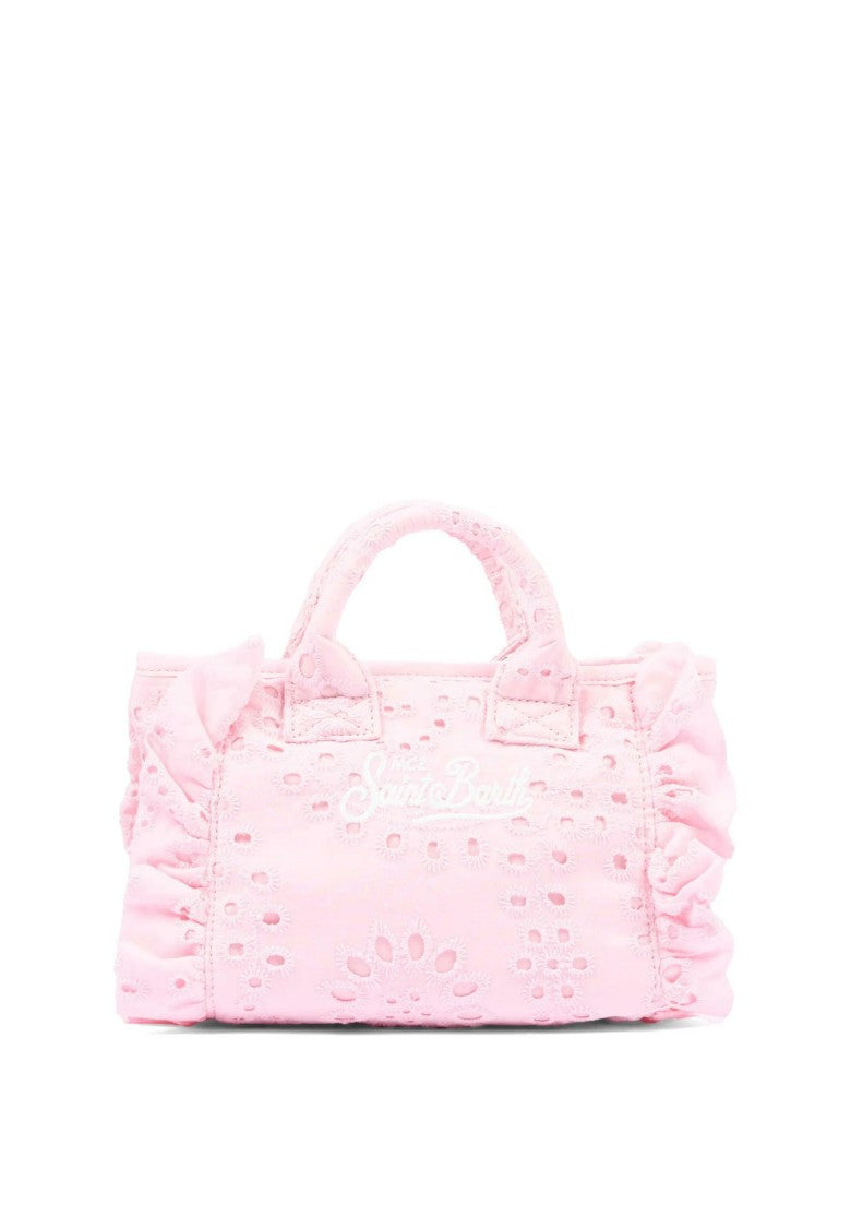 Mc2 Saint Barth Delicate Eyelet Handbag With Ruffled Edges