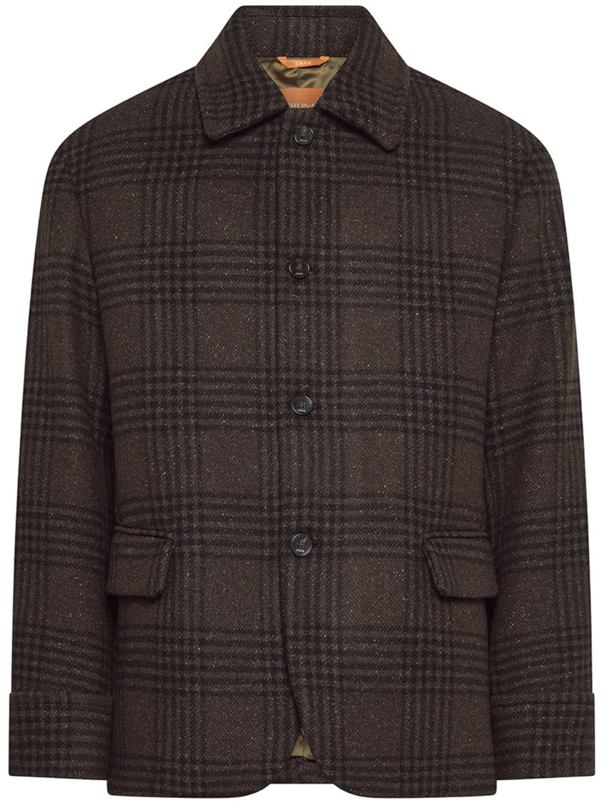 Cruna Classic Plaid Jacket With Structured Collar And Tailored Fit