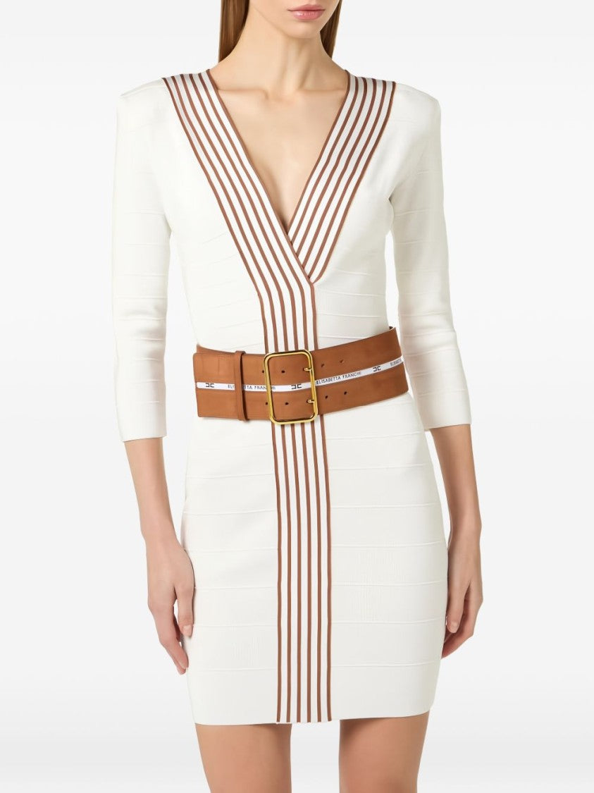 Elisabetta Franchi Fitted Mini Dress With Deep V-Neckline