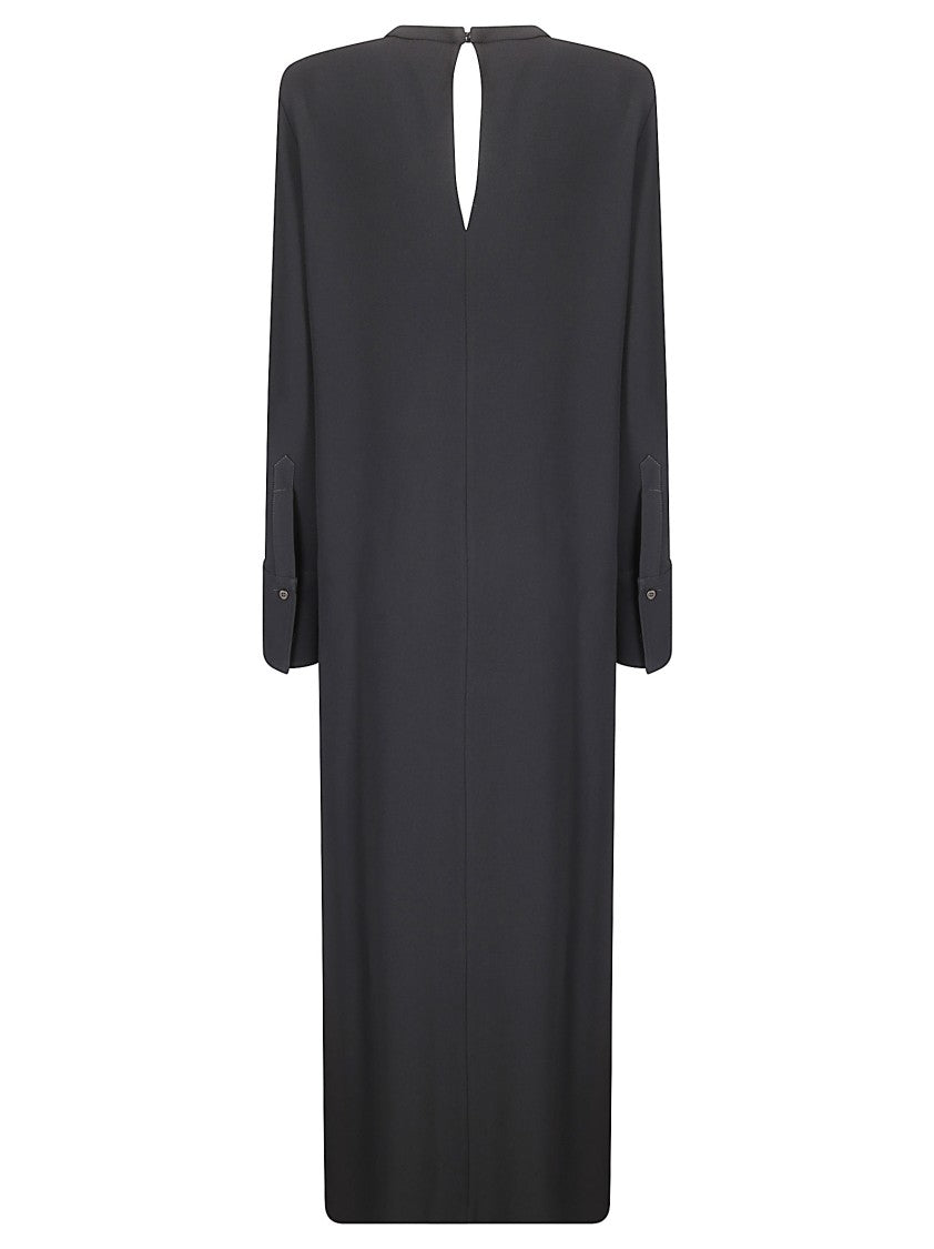 Alberto Biani Button-Back Long Dress With Side Slit