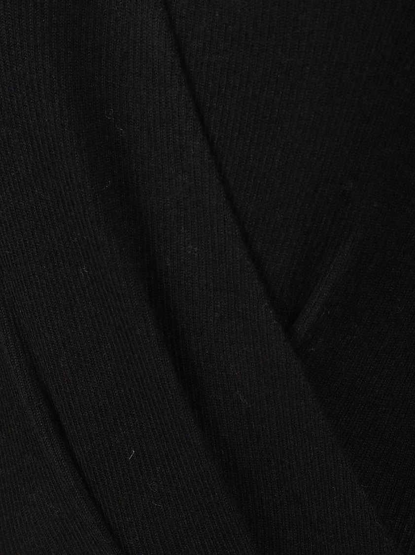 Max Mara Black Long-Sleeve Bodysuit With Deep V-Neck And Sheer Detail