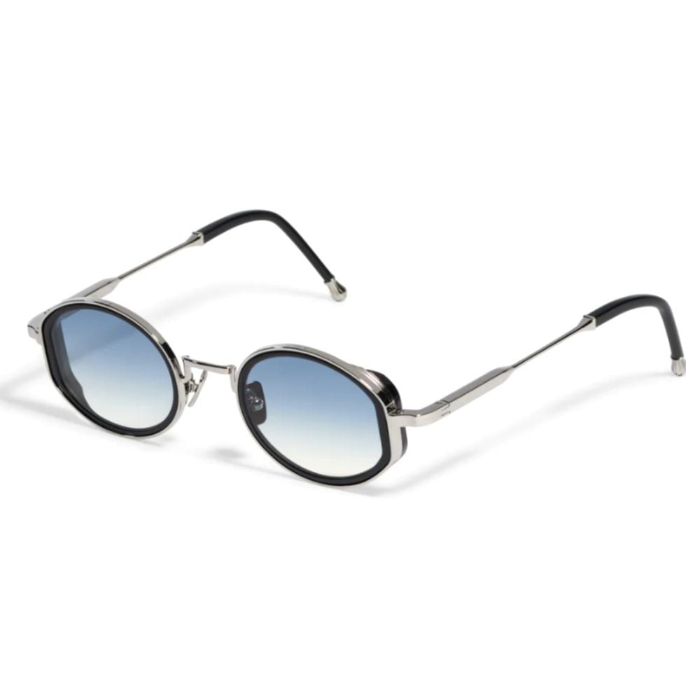 John Dalia Jared Round Gradient Tint Sunglasses With Metallic Silver Frames