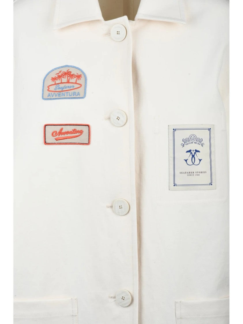 Seafarer White Cotton Canvas Duster Coat