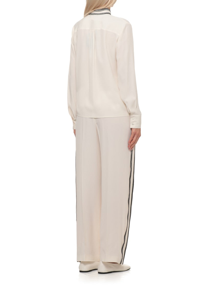 Fabiana Filippi Ivory Silk-Blend Collar Embroidered Shirt
