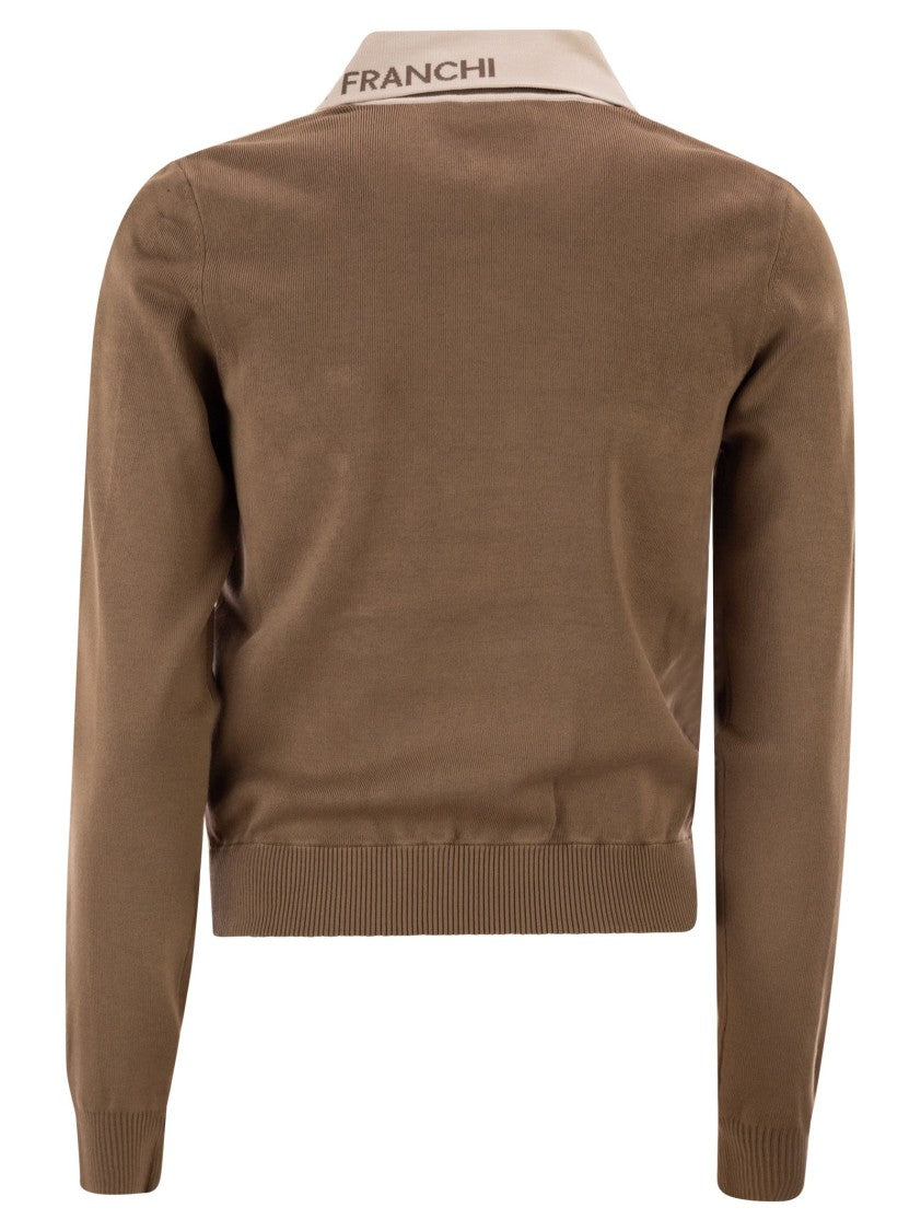 Elisabetta Franchi Knitted Jacket With Shiny Viscose Stripes