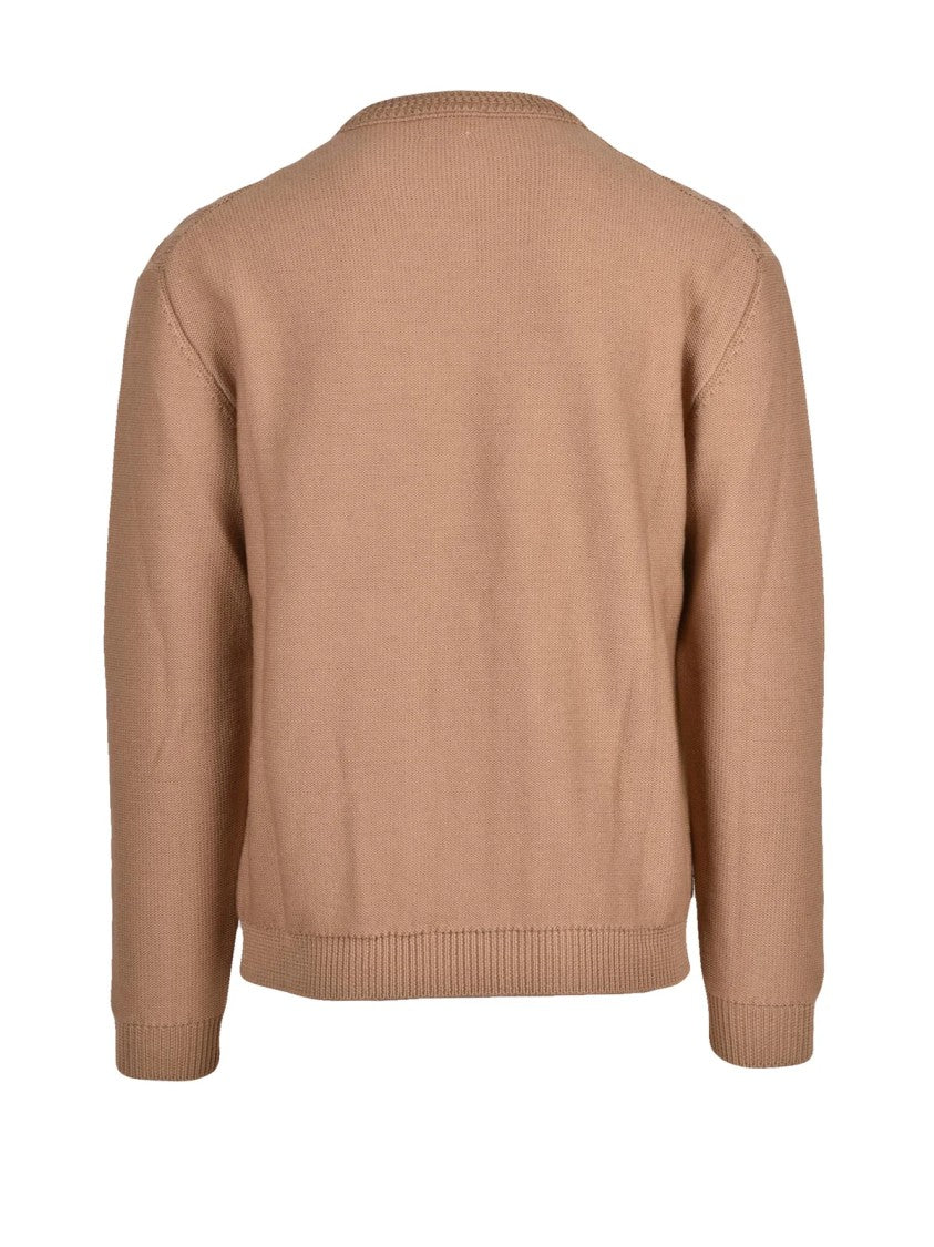 Daniele Fiesoli Beige Crewneck Sweater With Textured Zigzag Knit