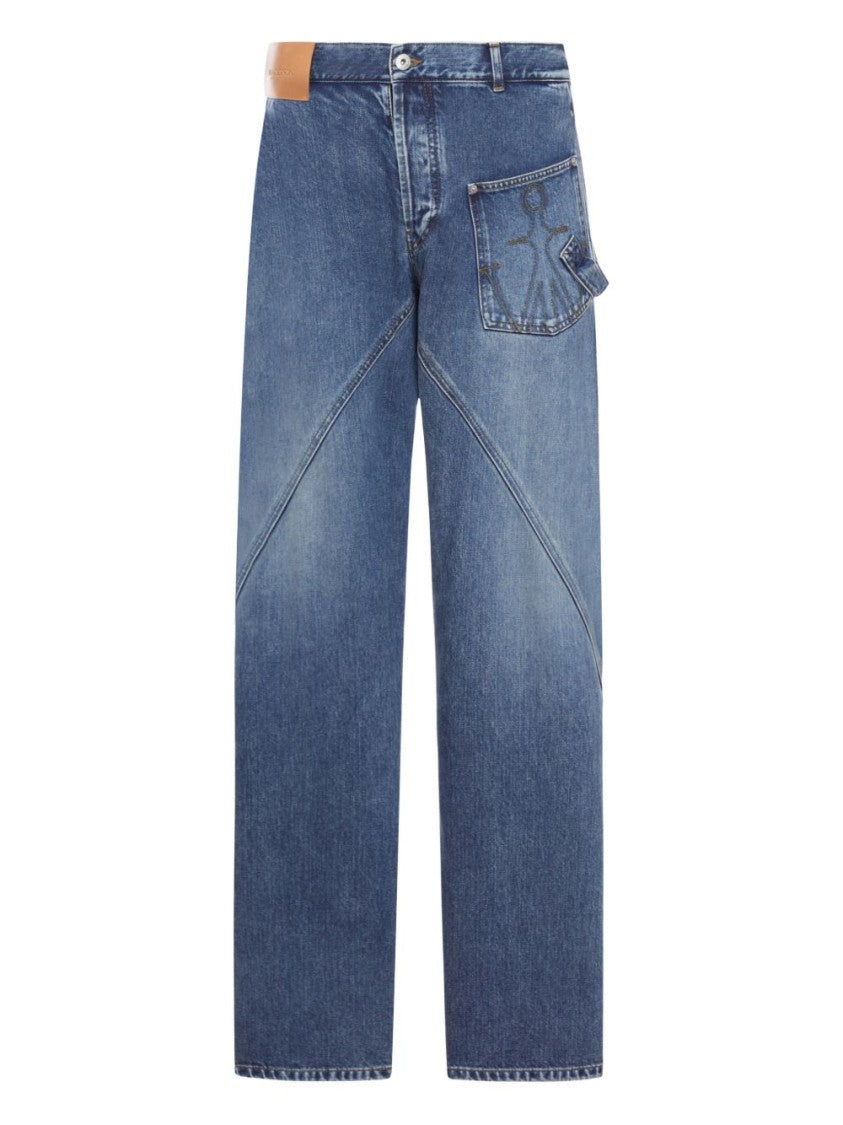 J. W. Anderson Blue Straight-Leg Diagonal Seam Jeans