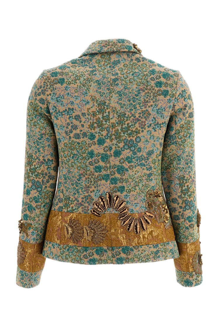 Dries Van Noten Embroidered Floral Jacquard Stand-Collar Single-Breasted Jacket
