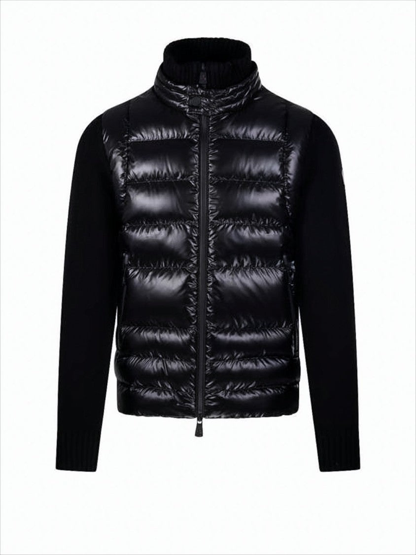 Moncler Quilted Front And Knit Sleeve Moncler Cardigan