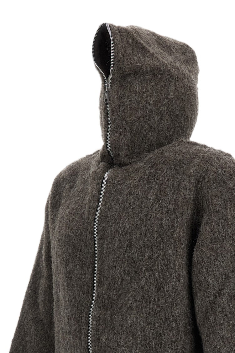 Our Legacy Brushed Wool Blend Hoodie With Two-Way Zip Closure
