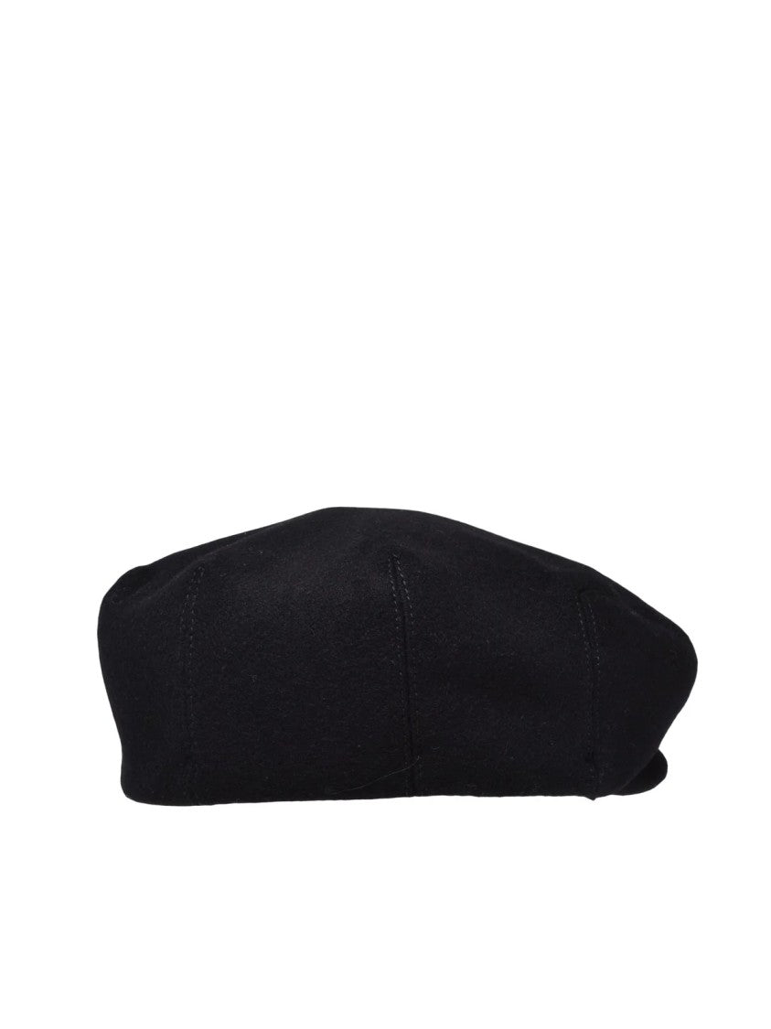 Prada Black Minimalist Wool Flat Cap