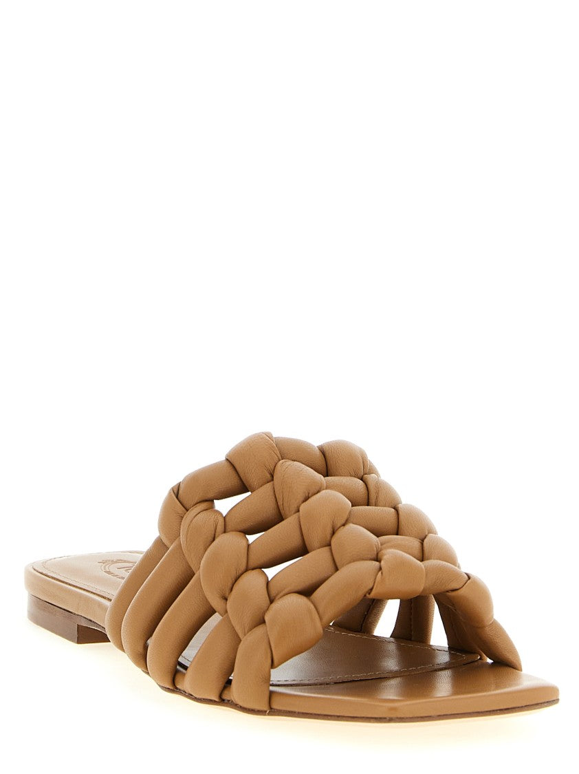 Tod's Woven Sheep Nappa Sandals With Smooth Leather Sole